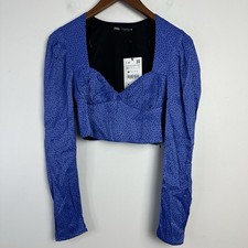 Top donna Zara blu crop taglia