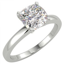 Anello di Fidanzamento 1,13 Ct Taglio Cuscino VVS2/F Solitario Diamante Oro Bianco 14K