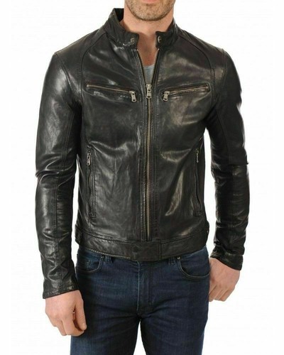 Giacca pelle nera - , uomo