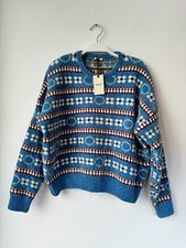 Maglione girocollo Scout Donna XS Blu, Borgogna e Bianco NUOVO con cartellino