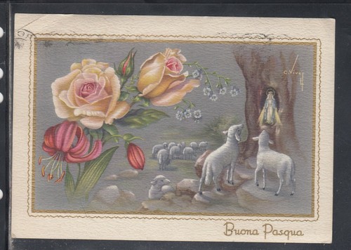 Cartolina buona pasqua - pasqua, agnelli