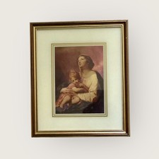 Quadro Religioso Stampa Olografica  Madonna con bambino Gesù 1989 Cornice Legno