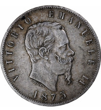 monete antiche 5 lire Vittorio Emanuele ii 1873 Roma 