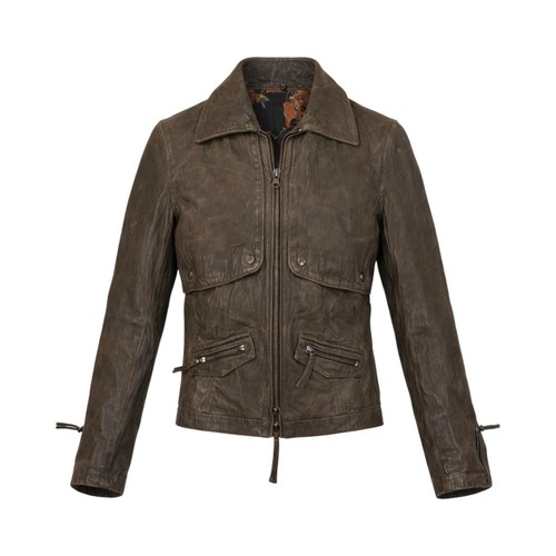 Giacca vera pelle khaki - in,
