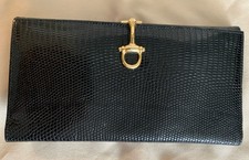 pochette vintage Launer in pelle nera Londra