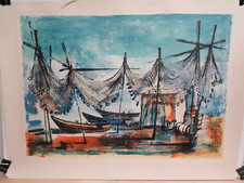 RETE BARCA DA PESCA JACQUES DE SADELEER EDIZIONE LIMITATA LITOGRAFIA A COLORI