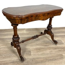 Antico Tavolo da gioco Inglese 800 pieghevole intarsiato in radica di noce 