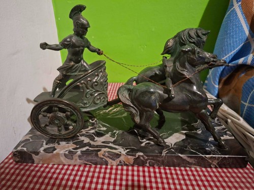Scultura biga romana bronzo - scultura,