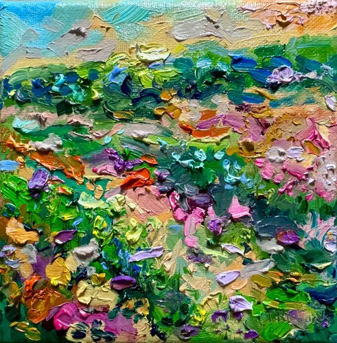 Quadro olio fiori selvatici