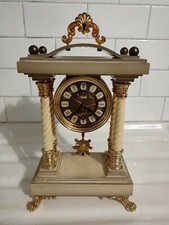 Orologio Tempietto bianco dorato vintage pendolo meccanico moderno modernariato