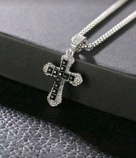 1 pz. Collana da uomo con pendente a croce in lega di zinco stile hip hop Croce