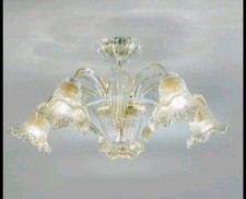 Lampadario in Vetro di Murano classico plafoniera cristallo oro 5 luci SYLCOM