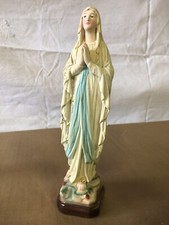 Statua Madonna Di Lourdes Vintage In Gesso Fosforescente Luminosa