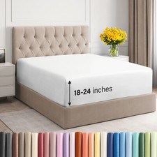 Extra Deep Microfiber Fitted Sheet Only, Fits 18"-24" Mattress, by CGK Linens