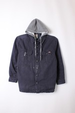 Dickies Duck Hooded Shirt Jacket Workwear Blue Large