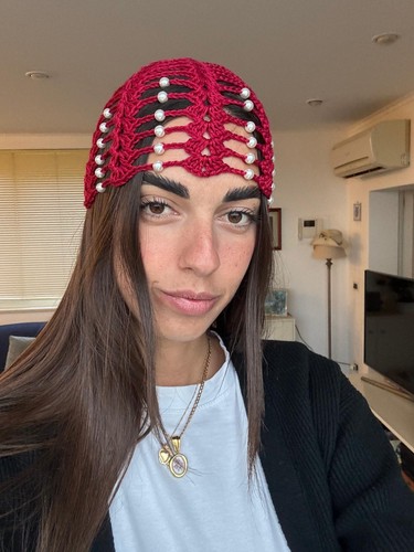 Crochet mesh skull cap - crochet,