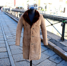 Cappotto Pelle Montone Beige Vintage Anni '70 – Pelliccia Shearling uomo tg S
