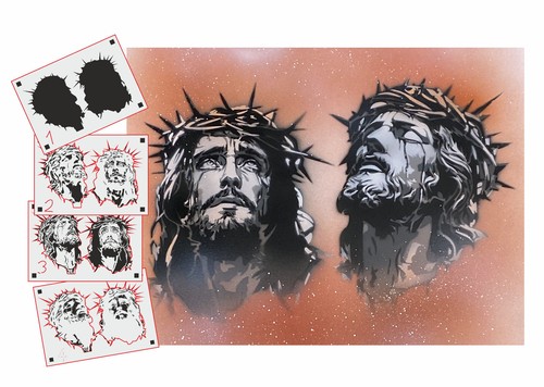 001 gesù stencil tatuaggio - gesù,
