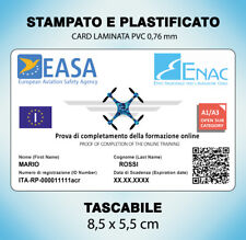 Tessera badge plastificata Patentino Drone licenza Easa(Multi Paese)↓ISTRUZIONI↓