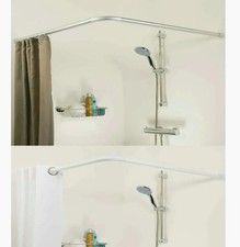 Bastone tenda doccia 90cm – angolare regolabile argento/bianco