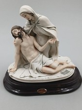 Statua firmata Giuseppe Armani Firenze "Pieta" Cristo e Maria dipinta, 7"