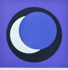 Geneviève Claisse 1935-2018 Cerchio Blu/Bianco Blu Firmato A Mano Genevieve