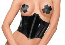 Noir Handmade - Corsetto In Lacca Sottoseno Con Zip Nero - S-3XL