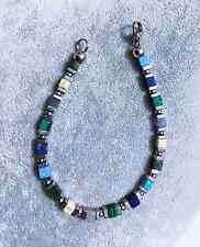 Bracciale Uomo Donna in Pietra Naturale Occhio di Tigre Lapislazzuli cubi 4mm