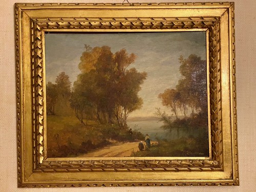 Carezzi paesaggio olio su - olio,