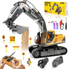 Escavatore Radiocomandato 3-In-1, Giocattolo RC Con 3 Teste in Metallo, Cabina R