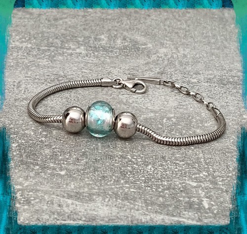 Bracciale charms perla blu - bracciale,