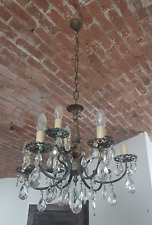 ANNI 60' LAMPADARIO 4 BRACCIA 8 LUCI USATO A GOCCE CRISTALLO 