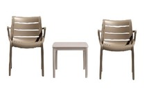Set 3 Pezzi Giardino Terrazzo - 2 poltrone Sedie Sunset S-C-A-B Tortora + Tavolo