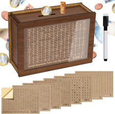 Salvadanaio €5000 in Legno Con Adesivi E Pennarello, Riutilizzabile Salvadanaio 