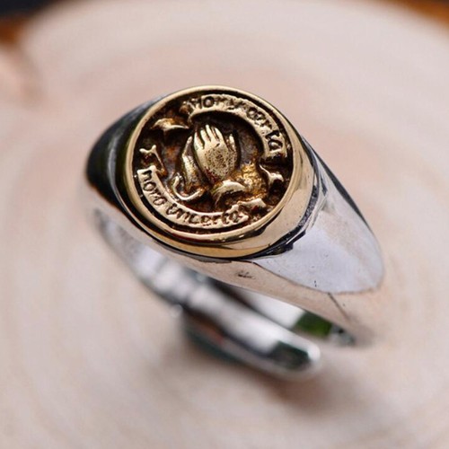 Anello uomo mani - oranti, con