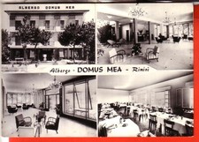 CARTOLINA  RIMINI  B/N VIAGGITA 1962 ALBERGO DOMUS MEA  4 VEDUTE OCC