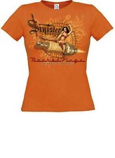 Donne T-Shirt Arancione con Un Caldo Asta - US Carmotiv Modello Sinistra