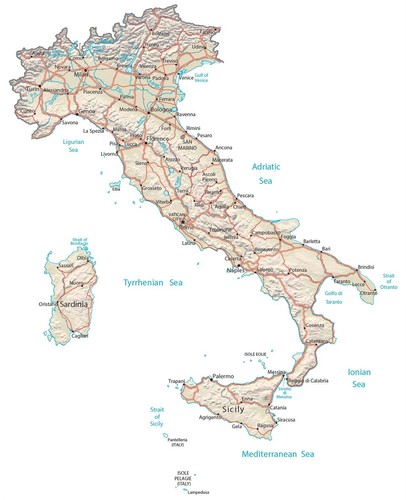 Mappa fisica italia poster - italia,