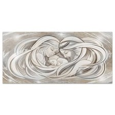 Quadro moderno poster su legno lamina argento 31x66 SACRA FAMIGLIA capezzale