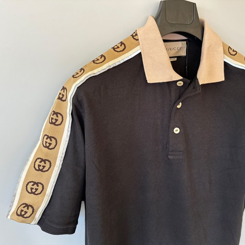 Polo gucci nera logo interlock - polo,