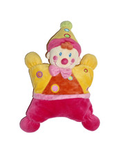  NICOTOY bambola di pezza cuscino testa di sonaglio clown Arlecchino Kasper gnomo rosa giallo