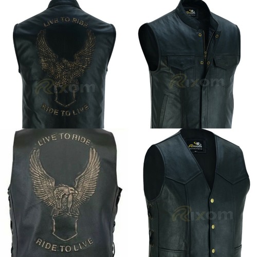 Gilet pelle bikers uomo - , taglio