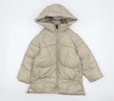 ZARA Girls Beige Hooded Puffer