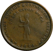 Charleston SC 1846 W.W. Wilbur Asta di schiavi gettone mercante SC-7A R-4 (01148)
