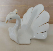 CIGNO PORTA TOVAGLIOLI IN PORCELLANA CAPODIMONTE, CON DECORI IN ORO