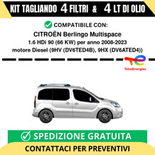 Tagliando per CITROËN Berlingo Multispace 1.6 HDi 90 66 kw - 4 Lt di TOTAL + ...