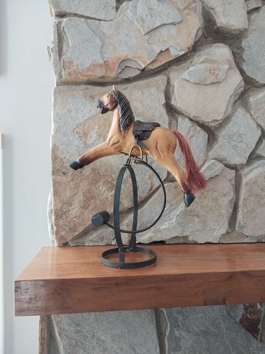 Antico cavallo legno con - antico,
