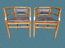 COPPIA POLTRONCINE A POZZETTO IN FAGGIO DI EPOCA XX SECOLO LIBERTY RESTAURATE