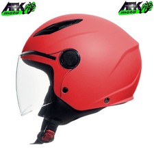 Casco Bambino Bambina Rosso Opaco con Visiera Lunga Omologato per Moto Scooter