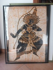 stampa su tela 53x80 Batik divinità danza India Nepal Indonesia Asiatica Bali